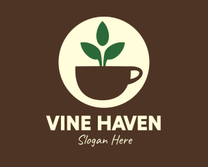 Herbal Tea Cup Leaves logo design