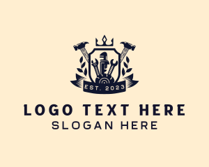 Logging - Carpenter Tools Shield logo design