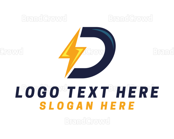 Lightning Bolt Letter D Logo