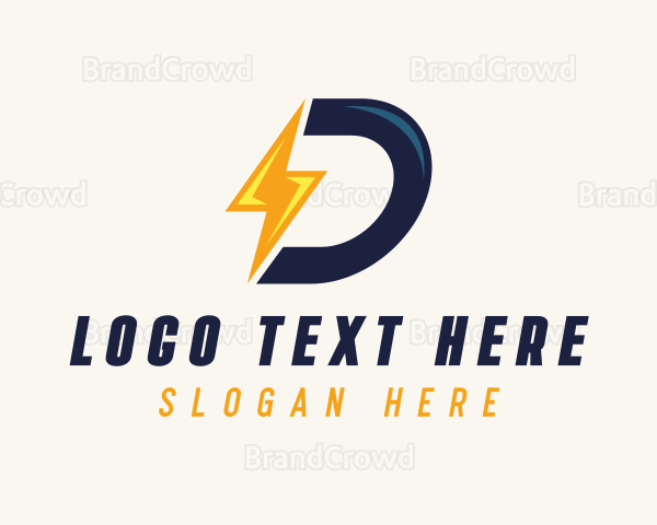 Lightning Bolt Letter D Logo