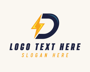 Power Plant - Lightning Bolt Letter D logo design