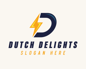 Lightning Bolt Letter D  logo design