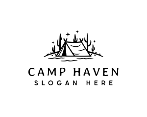 Tent - Cactus Camping Tent logo design