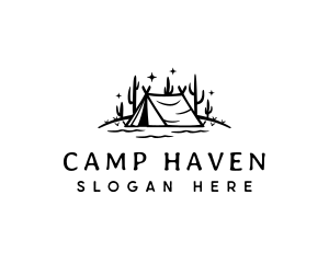 Cactus Camping Tent logo design