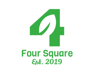 Four - Green Leaf Number 4 logo design
