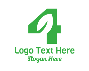 Green Leaf Number 4 Logo