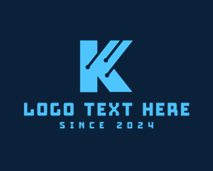 Software - Blue Letter K Tech logo design