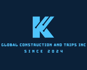Programming - Blue Letter K Tech logo design