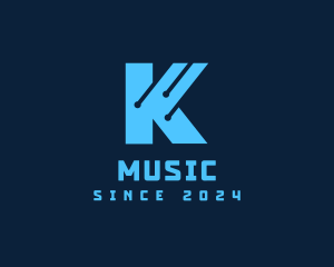 Network - Blue Letter K Tech logo design