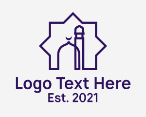 Islamic - Purple Mosque Monoline Badge logo design