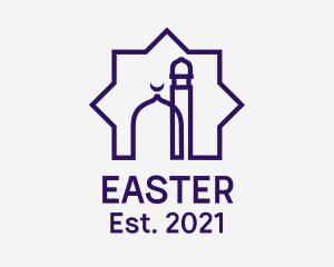 Purple Mosque Monoline Badge logo design