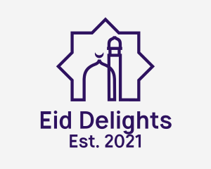 Eid - Purple Mosque Monoline Badge logo design