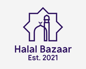 Purple Mosque Monoline Badge logo design