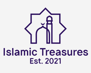 Purple Mosque Monoline Badge logo design