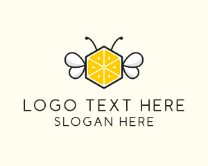 Bee - Lemon Hexagon Bee logo design