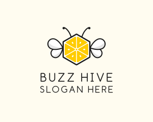 Lemon Hexagon Bee logo design