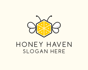 Lemon Hexagon Bee logo design