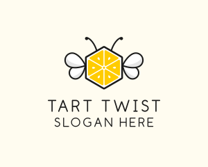 Lemon Hexagon Bee logo design