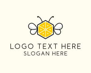 Honey Bee - Lemon Hexagon Bee logo design