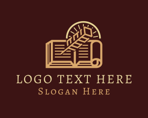 Writing - Notary Book Quill Pen logo design