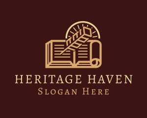 History - Notary Book Quill Pen logo design