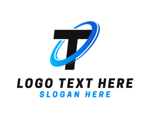 Blue Orbit Letter T Logo