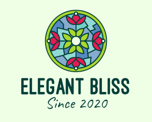 Pattern - Ornamental Flower Stained Glass logo design