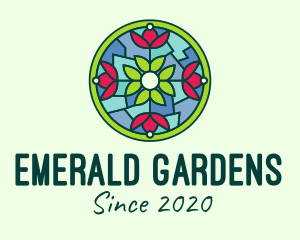 Ornamental Flower Stained Glass logo design