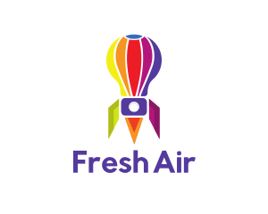 Rocket Hot Air Balloon logo design