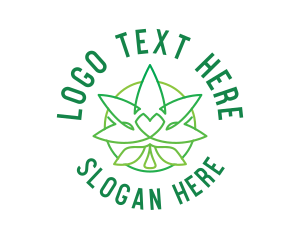 Marijuana - Minimal Hemp Heart Plant logo design