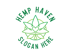 Minimal Hemp Heart Plant   logo design