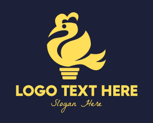 Peacock - Yellow Bird Bulb logo design