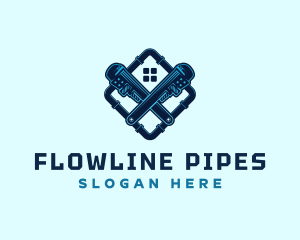 Pipe Wrench Plumbing logo design