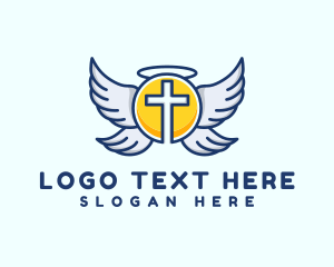 Worship - Cross Wings Religion logo design