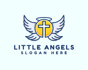 Cross Wings Religion logo design