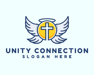 Communion - Cross Wings Religion logo design
