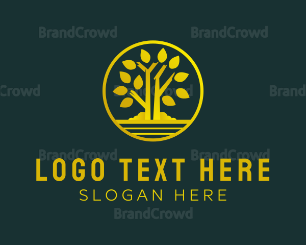 Golden Metallic Tree Logo