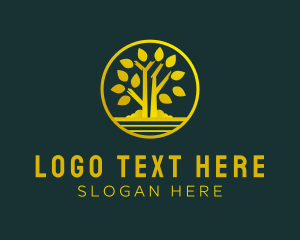 Gradient - Golden Metallic Tree logo design