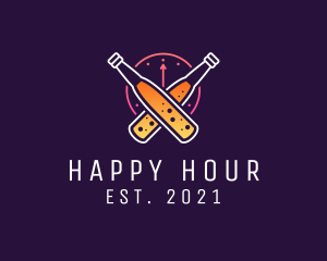 Beer Bottle Clock  logo design