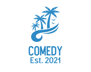 Coconut Tree - Blue Vacation Resort logo design