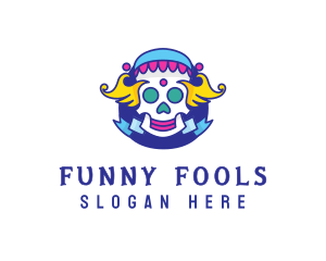 Clown - Colorful Skull Costume logo design