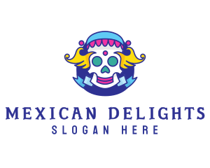 Mexico - Colorful Skull Costume logo design