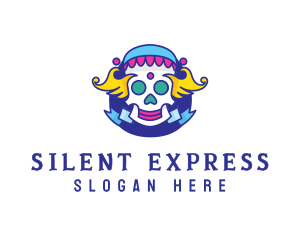 Mime - Colorful Skull Costume logo design