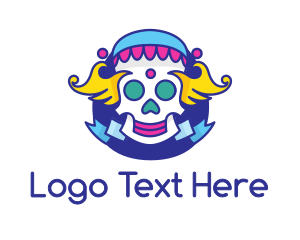 Dj - Colorful Skull Costume logo design