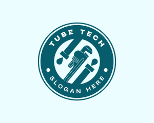 Tube - Pipe Wrench Droplet Plumbing logo design