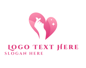 Teamwork - Pink Finger Heart logo design