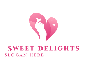 Pink Finger Heart  logo design