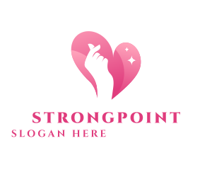 Volunteer - Pink Finger Heart logo design
