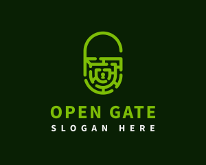 Open Padlock Labyrinth logo design