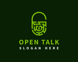 Open Padlock Labyrinth logo design